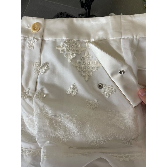 Sacai Womens Embroidered Sheer Lace Pants With Button Details Size 1 White - Picture 9 of 11